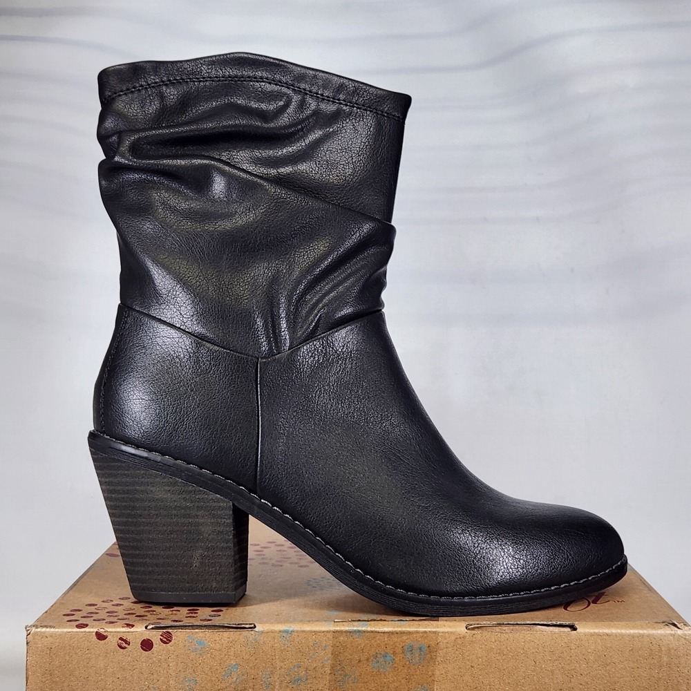 Eurosoft Teren Boot Women Size 11 Black Slouchy Block Heel Ankle Booties